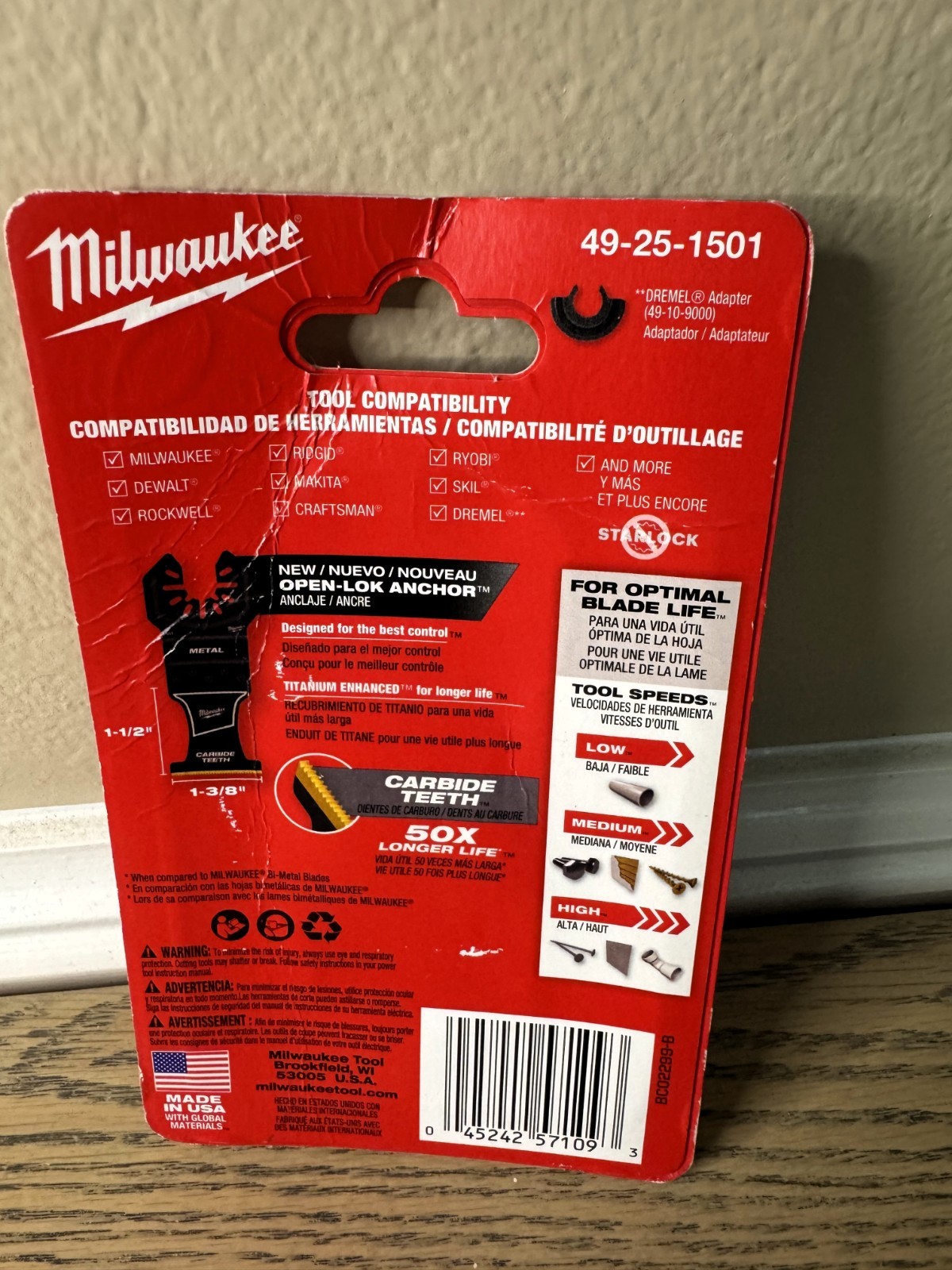 Milwaukee Tool 49-25-1501 1-3/8 In. Open-Lok Titanium Enhanced Carbide Teeth