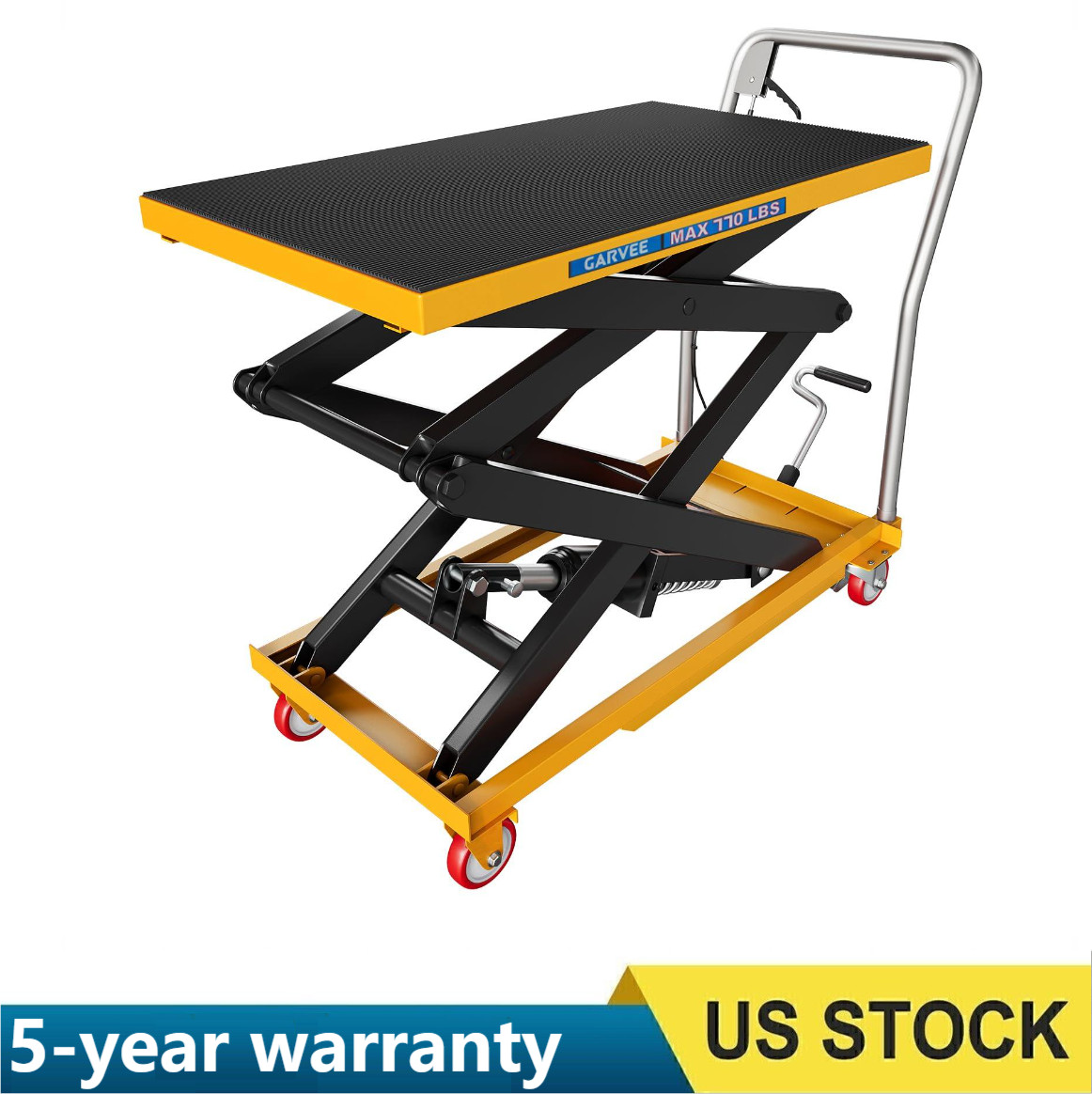 Garvee Hydraulic Lift Table Cart, 770lbs 50″ Lifting Manual Double Scissor Lift