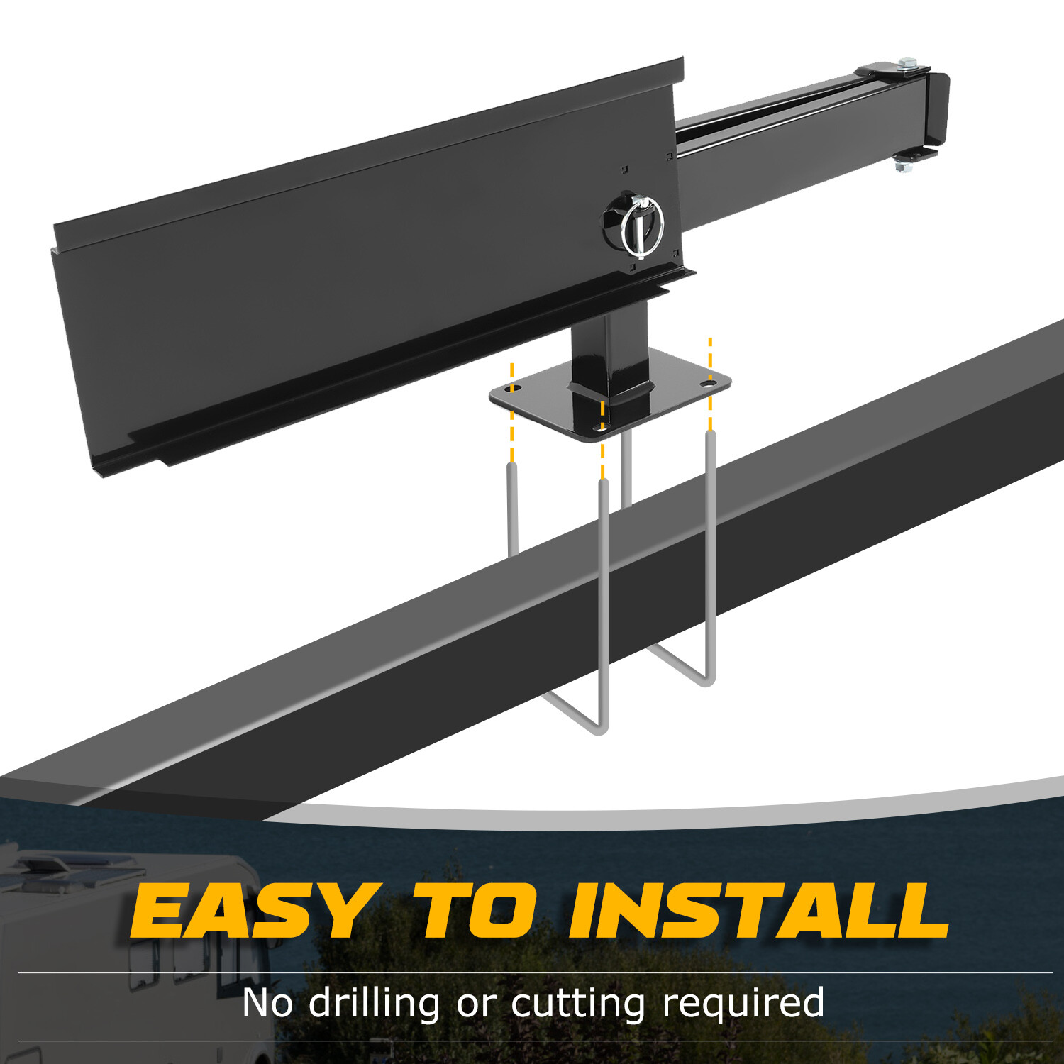 Quick Products Steel Bumper-Mounted Swing Arm Assembly For Grilling Tailgating
