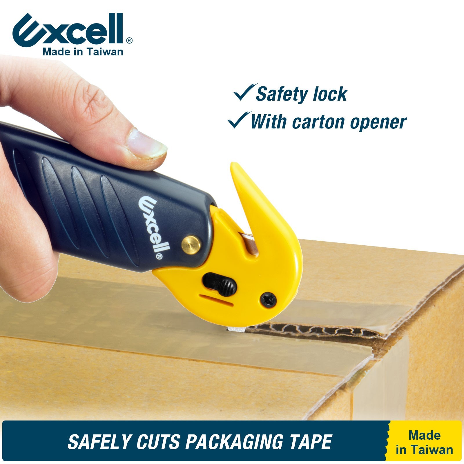 Excell Stretch Film Cutter Box Opener with Safety Blade for Shrink Wrap