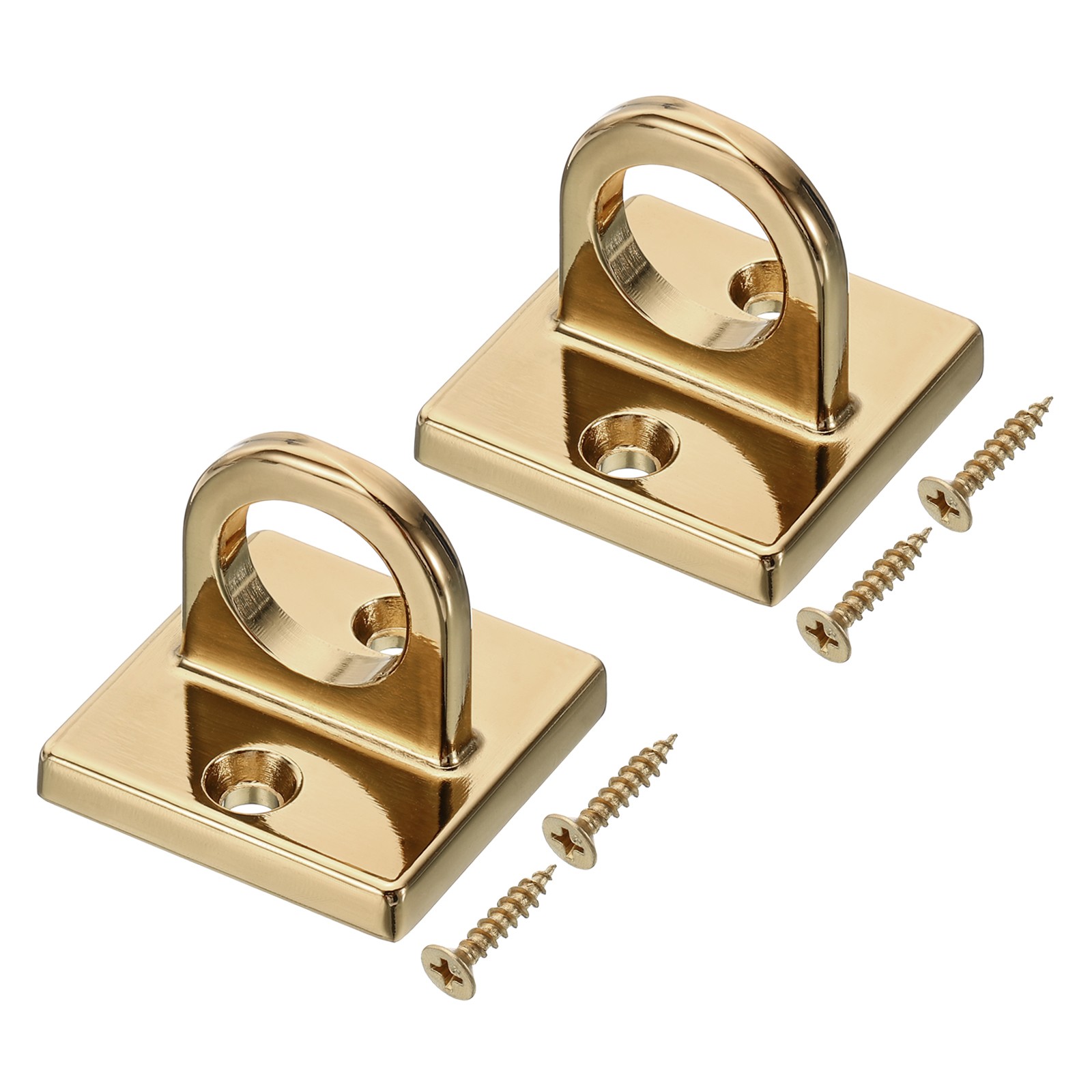 Pad Eye Plate U Hooks Ceiling Hook Wall Mount Loop for Hanging Ropes Golden 2PCS