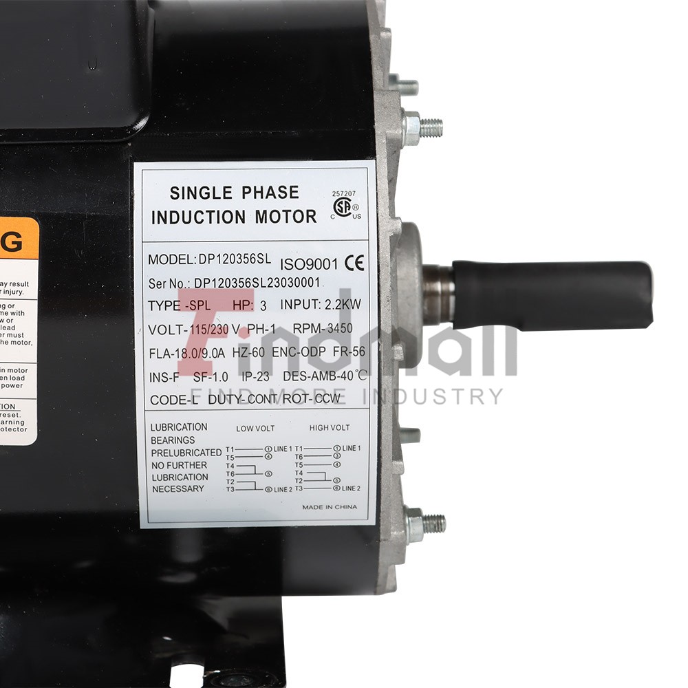 3450 RPM 3 HP SPL Electric Motor Compressor Duty 56 Frame 1 Phase 115/230 Volts