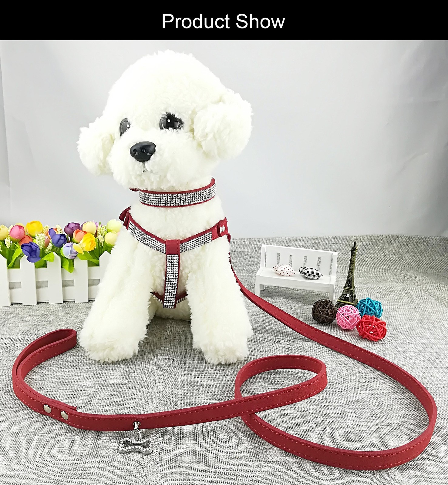 Newtensina Dog Collar & Harness & Leads Sets Fashion Dog Collar Diamante – S