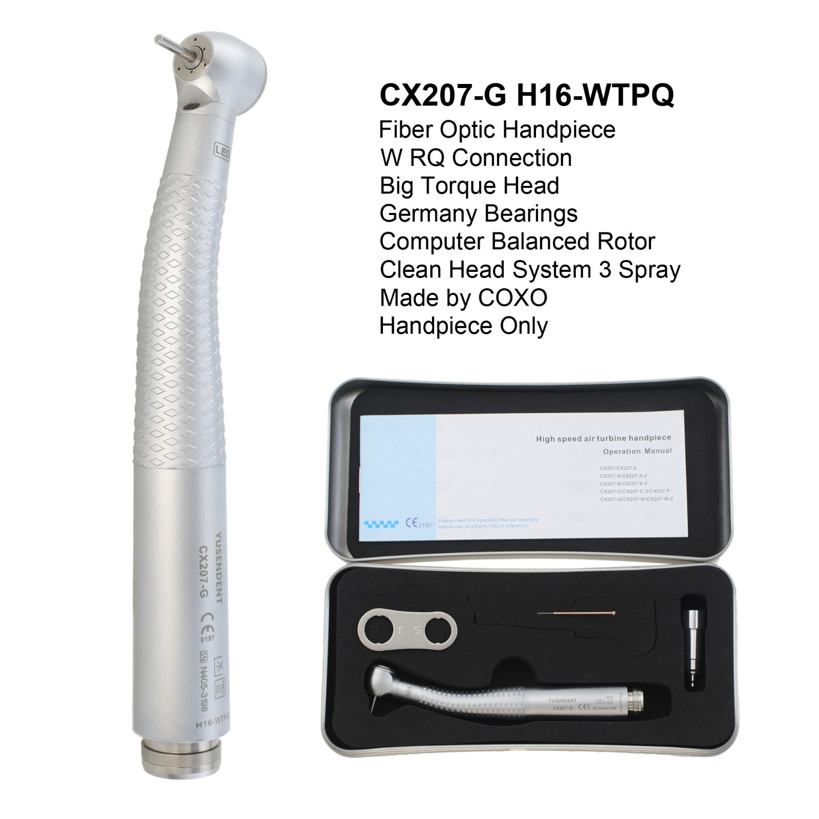 COXO Dental Handpiece High Speed Fiber Optic LED CX207-G KaVo NSK WH Coupling
