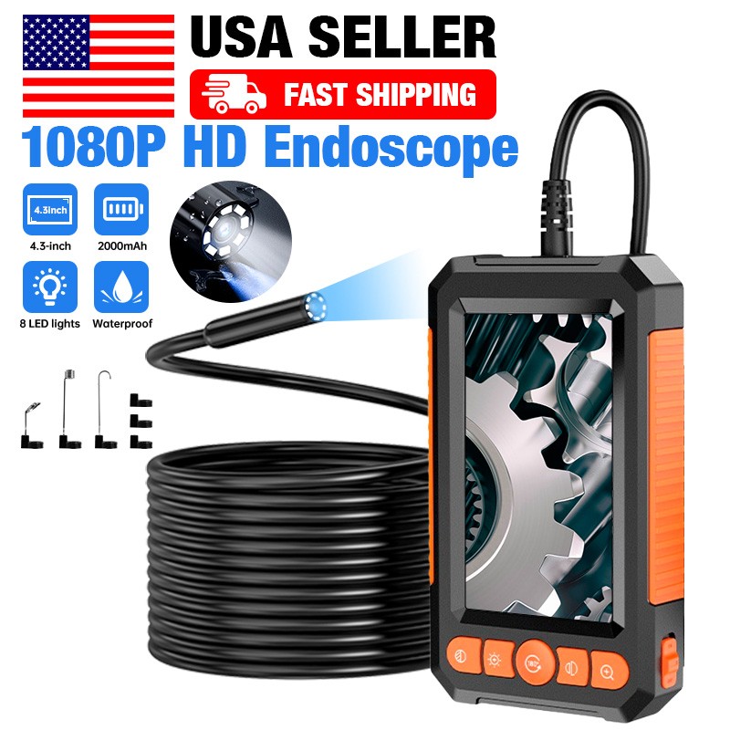Industrial Endoscope Camera 1080P HD 4.3» Screen Borescope Inspection Camera US