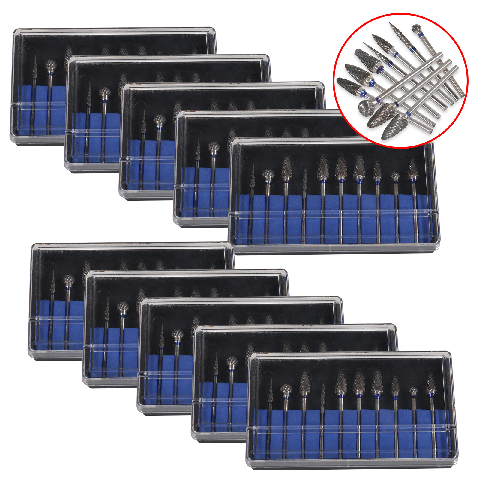 10-100pcs Tungsten Carbide Dental Acrylic Bur Drill Coarse Cutter 2.35mm Shank