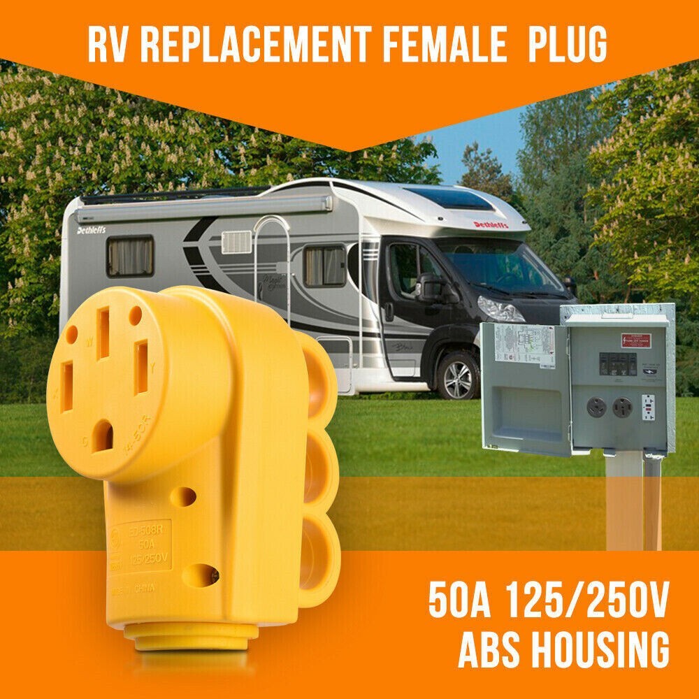 NEMA 14-50R RV Replacement Female Plug, 125/250V 50 Amp with Disconnect Handle