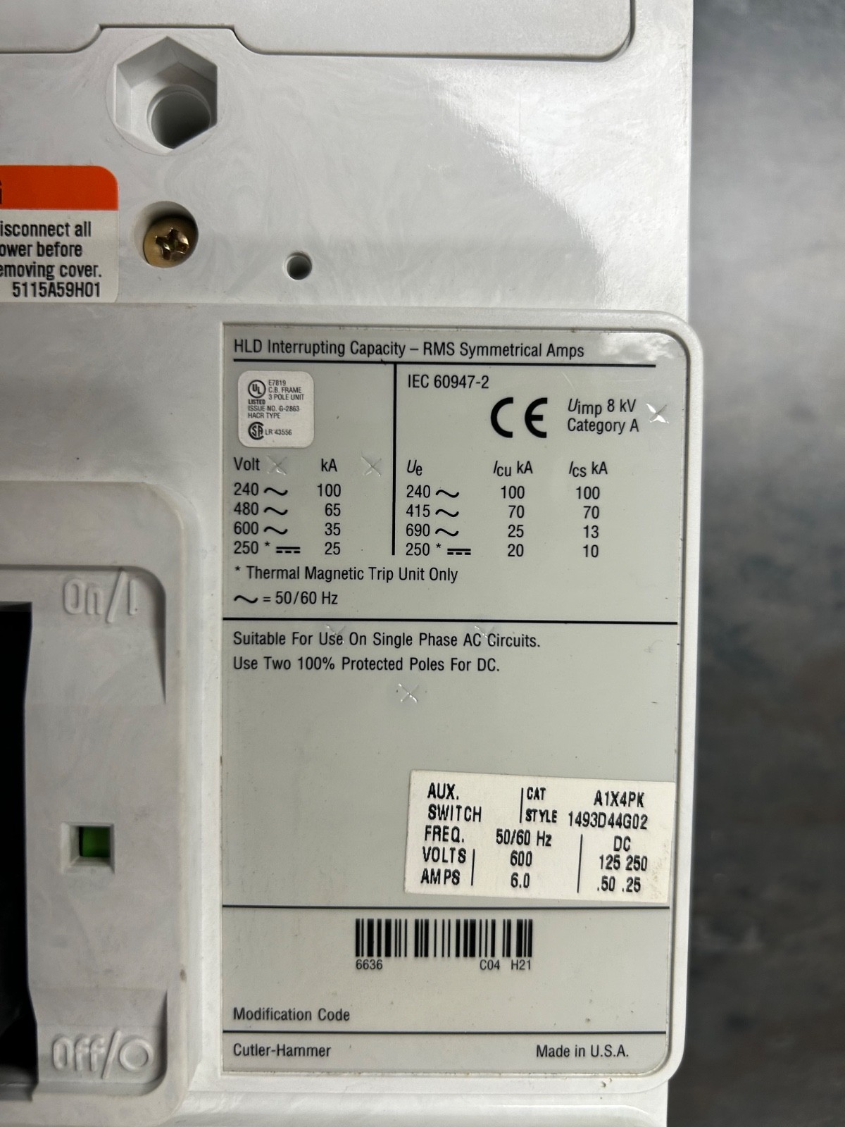 NEW CUTLER HAMMER 400A BREAKER HLD3400W TRIP LT3400T CUTLER-HAMMER SHUNT