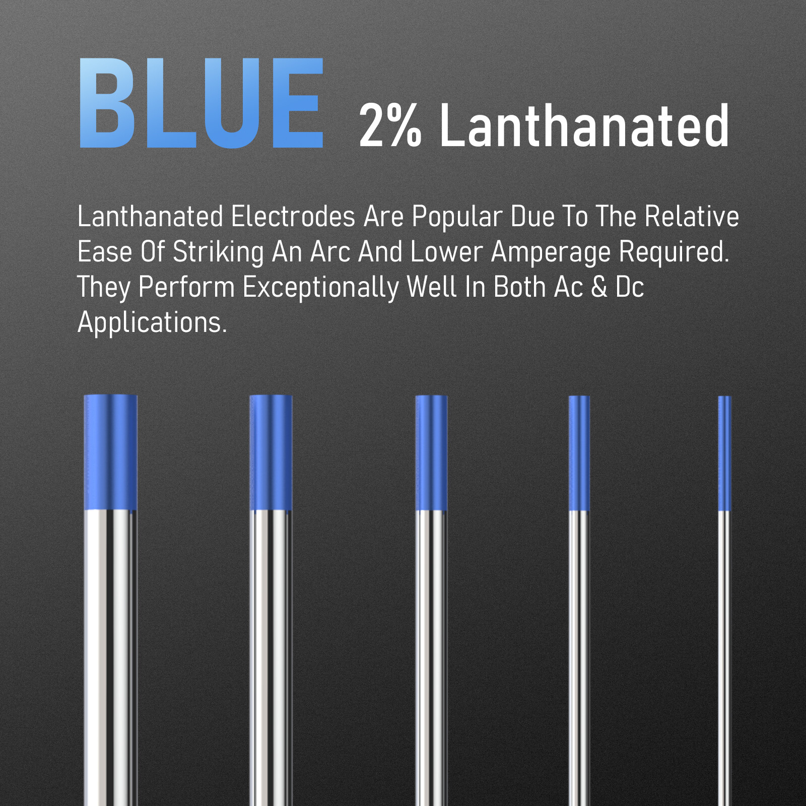 10-pk TIG Welding Tungsten Electrode 2% Lanthanated(Blue, EWLa-2) .040″-5/32″x7″