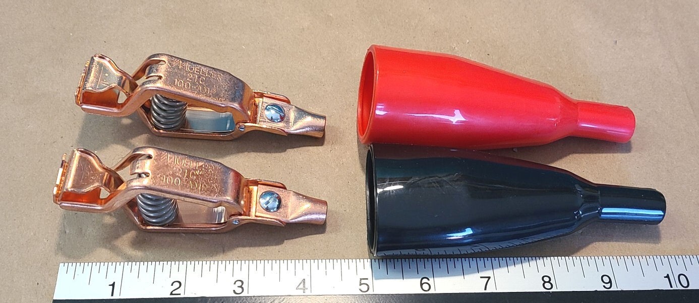 Mueller 21C copper alligator clips with insulators 100 amps qty. 2 for 1 price