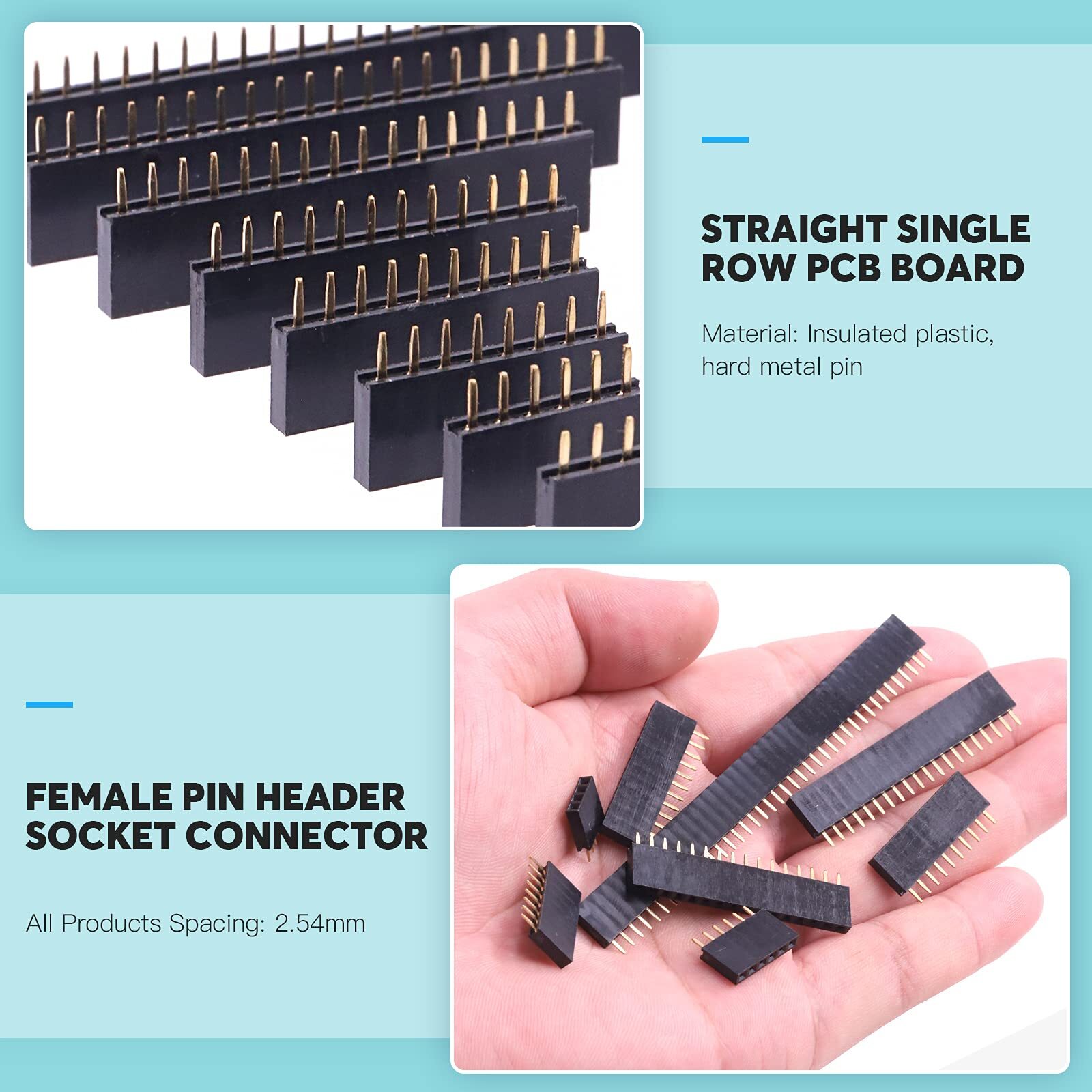 2.54mm 0.1″ PCB Header Vertical Female Socket Connector – Single Double Row