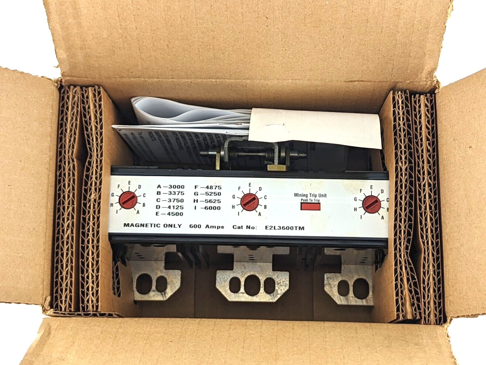 NEW Eaton E2L3600TM E2L Mining Trip Unit, 3P, 600A Trip Unit W/ Trip Range