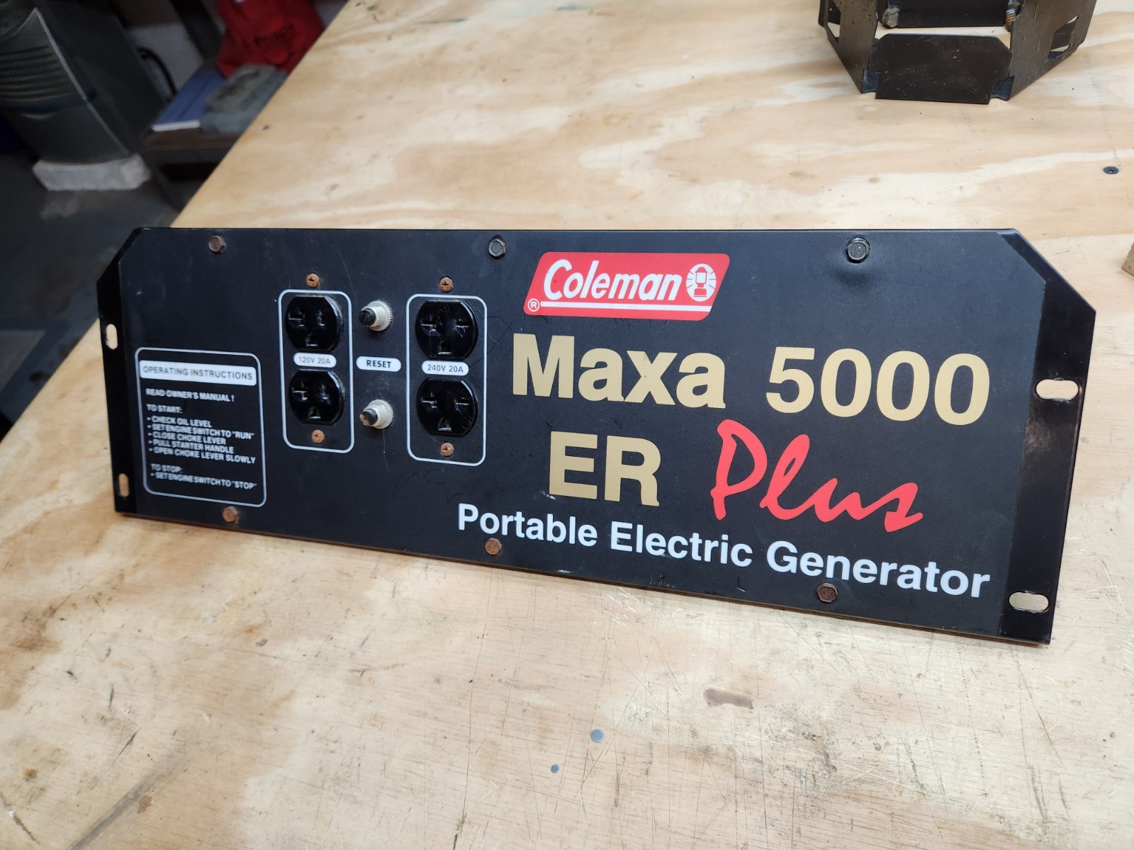 Older 1990’s COLEMAN POWERMATE Maxa ER Plus 5000 GENERATOR Control Panel Used