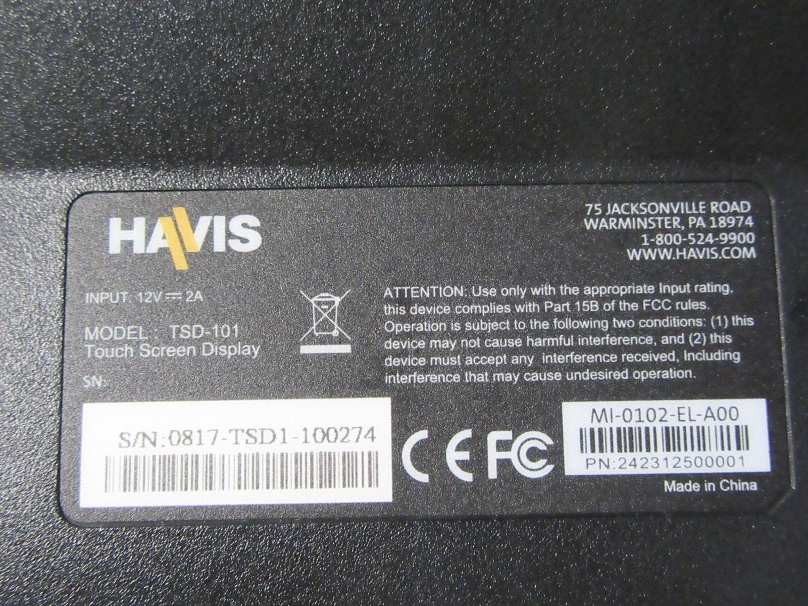 Havis 11.6″ LCD Capacitive Touch Screen HDMI Monitor USB TSD-101 Car Police Fire