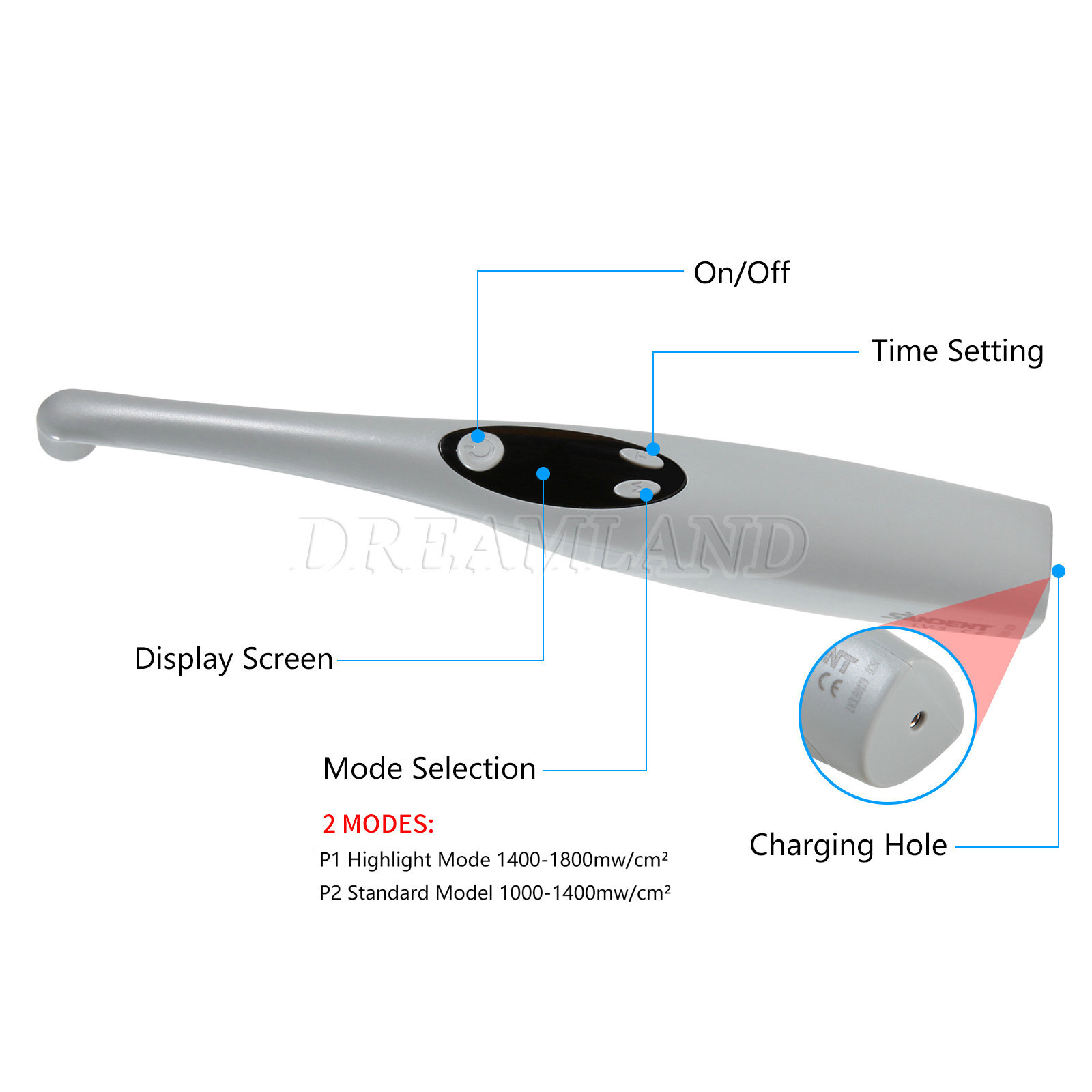 USA Dental Wireless Curing Light 1 Second Resin Cure LED Lamp