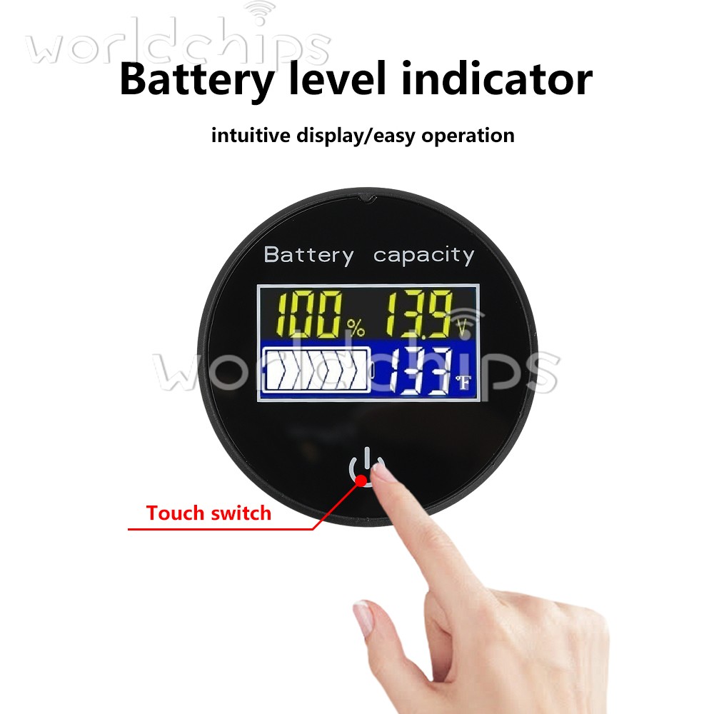 LCD Digital Battery Level Indicator Voltage Power Percentage Temperature Display