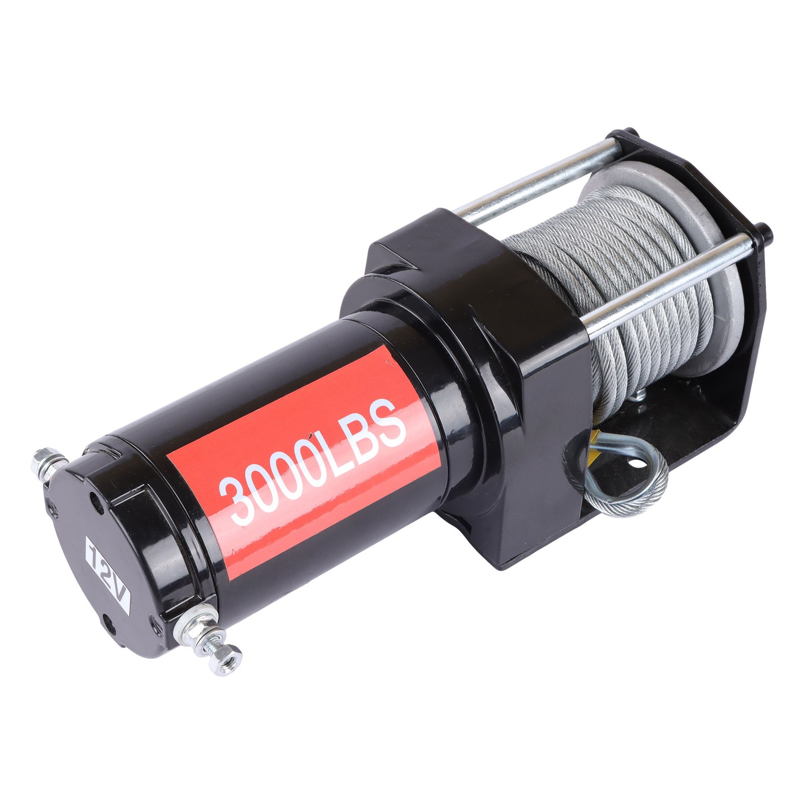 3000lb 32ft Steel Cable Electric Winch 12VDC/1.3HP Copper Motor 135:1 Gear Ratio