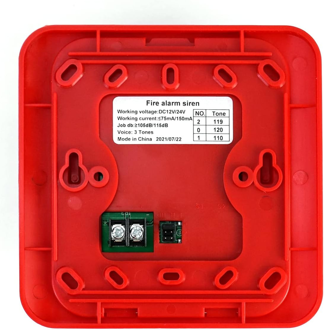 Fire Alarm Siren 12/24V DC | LED Strobe Horn ≥105dB | Wired Security System