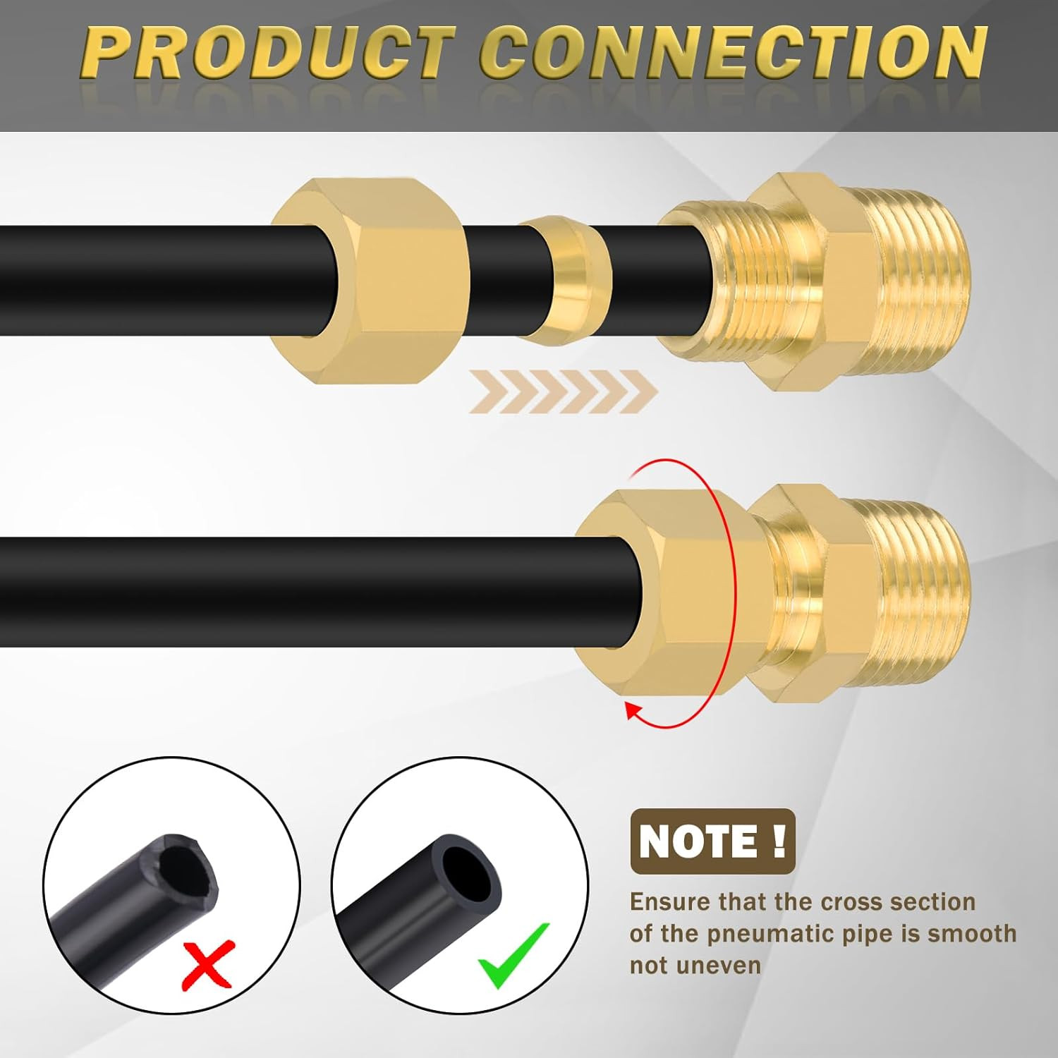 Brass Compression Tube Fitting, 10 PCS 1/4″ OD X 1/4″ NPT Male Compression Union