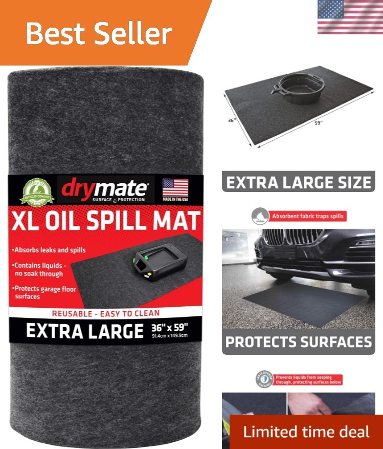 XL Oil Spill Mat 36″ x 59″, Absorbent Oil Pad, Reusable, Washable, Durable, …