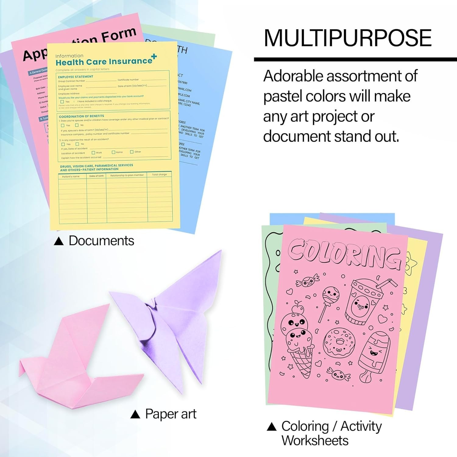 Blank Paper Copy & Multipurpose Paper – 8.5″ x 11″ Pastel Color Printer Paper…