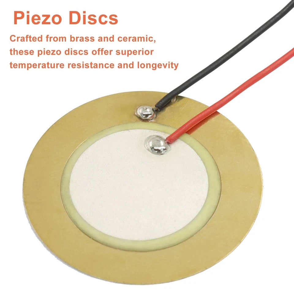 20 Pack 27mm Piezo Discs with Leads, Acoustic Transducer Microphone Piezo Pic…
