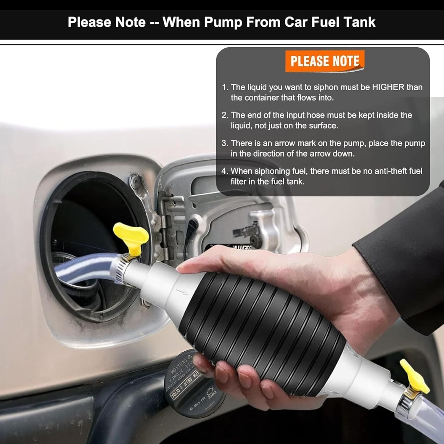 4.9Ft Siphon Hose for Gasoline, Multifunction Liquid Sucker Pump Hand Pump