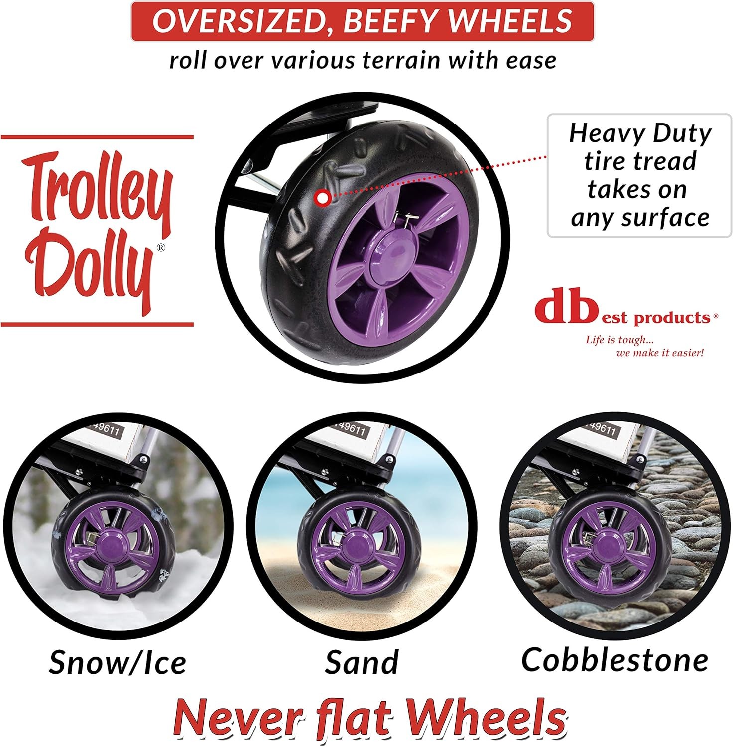 dbest products Trolley Dolly Purple Foldable Shopping cart for