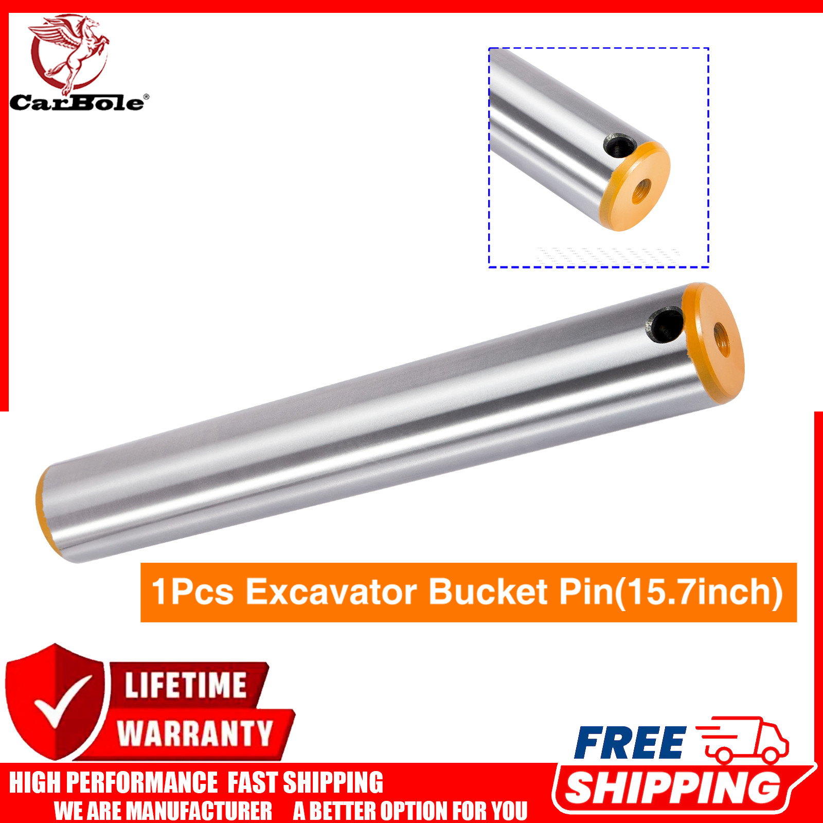 40CR Steel Excavator Bucket Pin 40mm x 270mm (15.7inch) Universal Attachment Pin