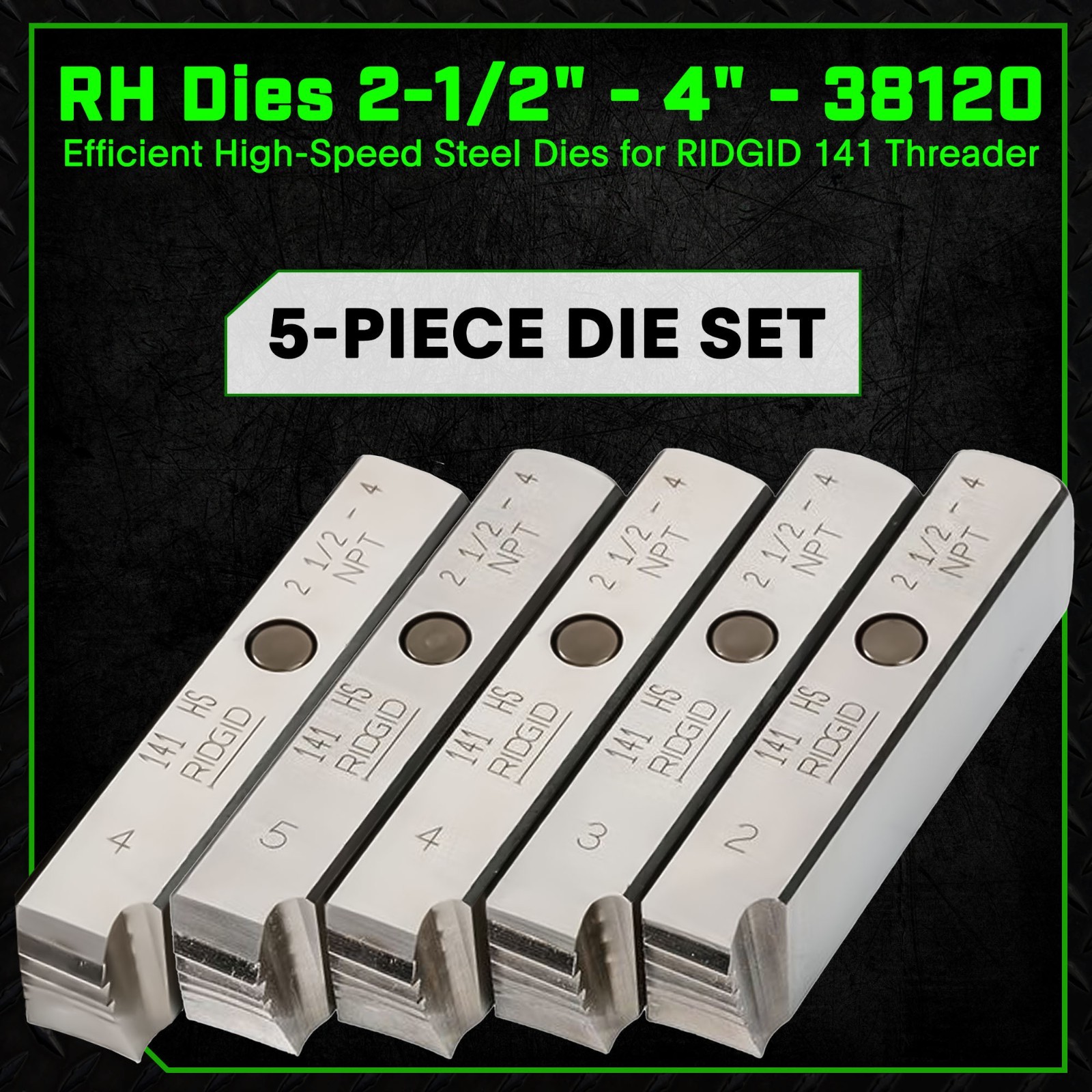 Staten Tools 38120 RH Dies 2-1/2″ – 4″ fits RIDGID® 141 Pipe Receding Geared Thr