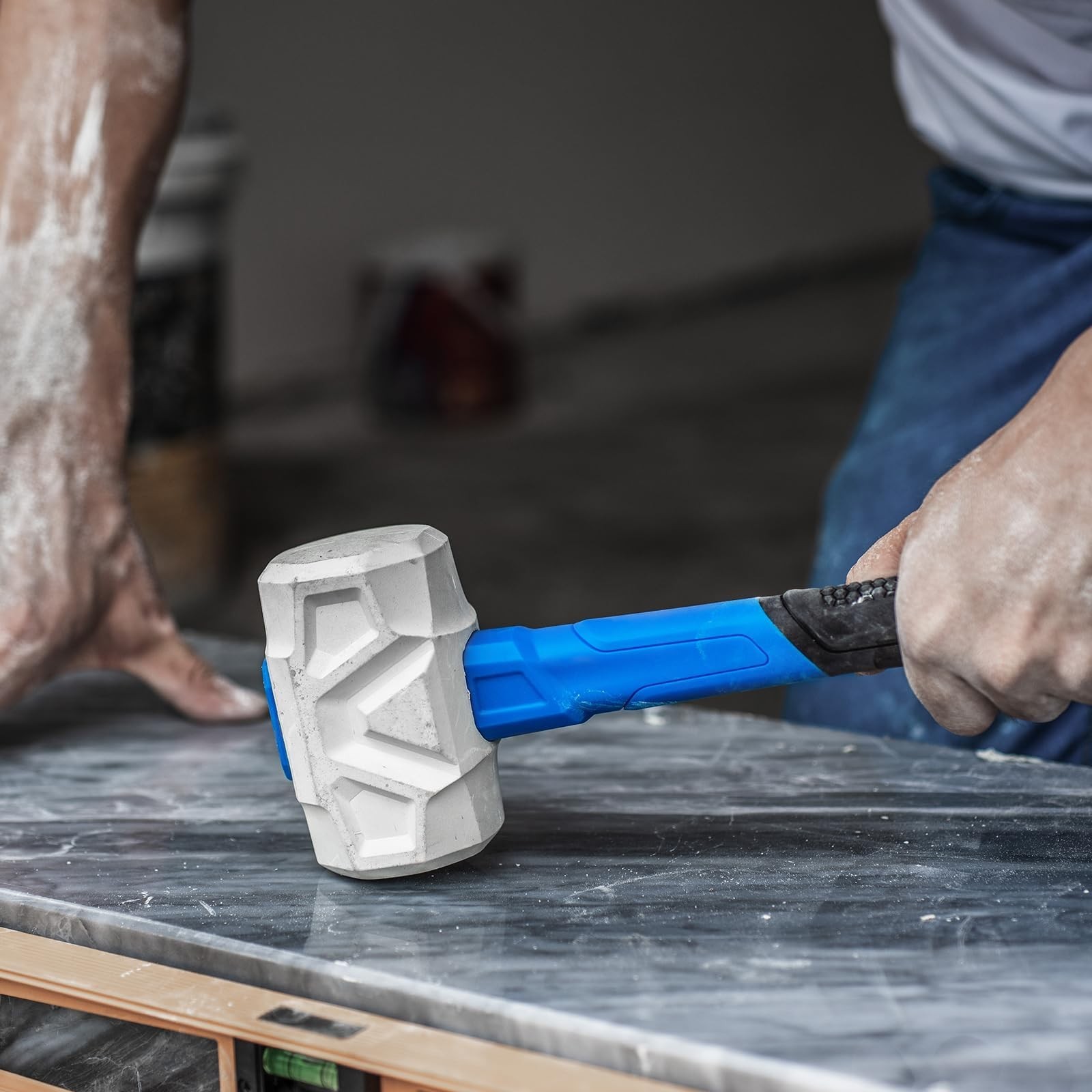 Real Steel Rubber Mallet Hammer 32 OZ White Rubber Hammer with Solid Head, Do…