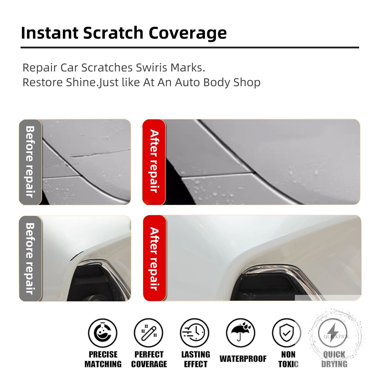Radiant Red Metallic(R-569M) Car Paint Touch Up Pen Compatible with Honda,2-In-1