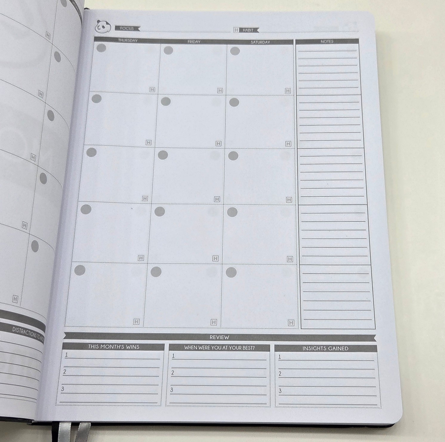 Panda Planner Pro Non-Dated 6 Month Weekly Daily Softcover Black Lg 8.5″ x 11″