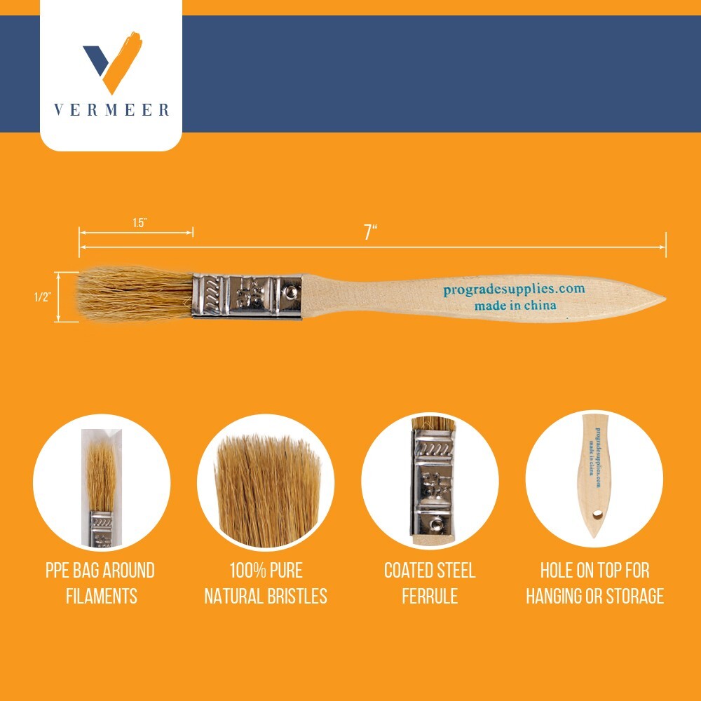 96Pk – 1/2″ Chip Brushes for Paints, Stains, Varnishes, Glues, & Gesso