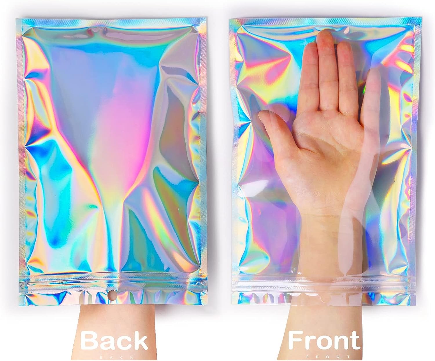 Holographic Mylar Bags Smell Proof Food Storage Resealable Ziplock Foil Pouch