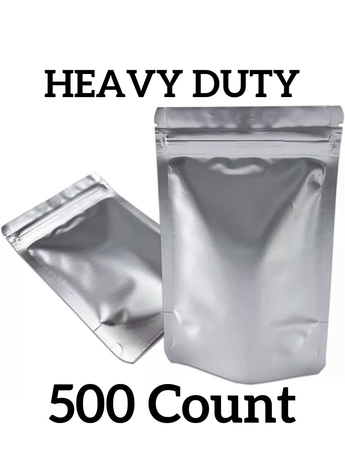 Mylar Bags (500 Count) | 5×8” Heavy Duty Silver Stand Up Resealable Pouch