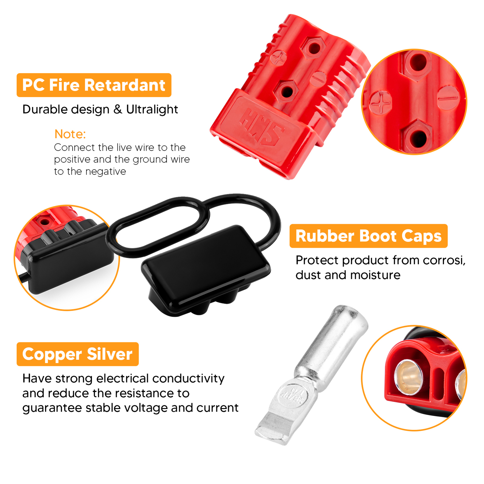 50A/175A Battery Quick Connector Kit Plug Connect Disconnect Winch Trailer