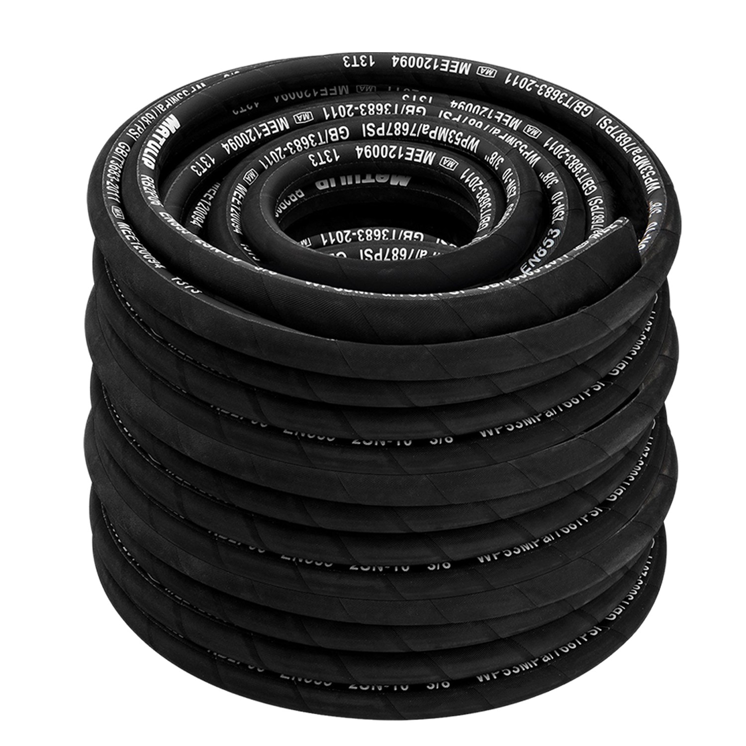 50FT 3/8″ Hydraulic Hose with 16PCS Hydraulic Hose Fittings, 2-Wire Braided Tube