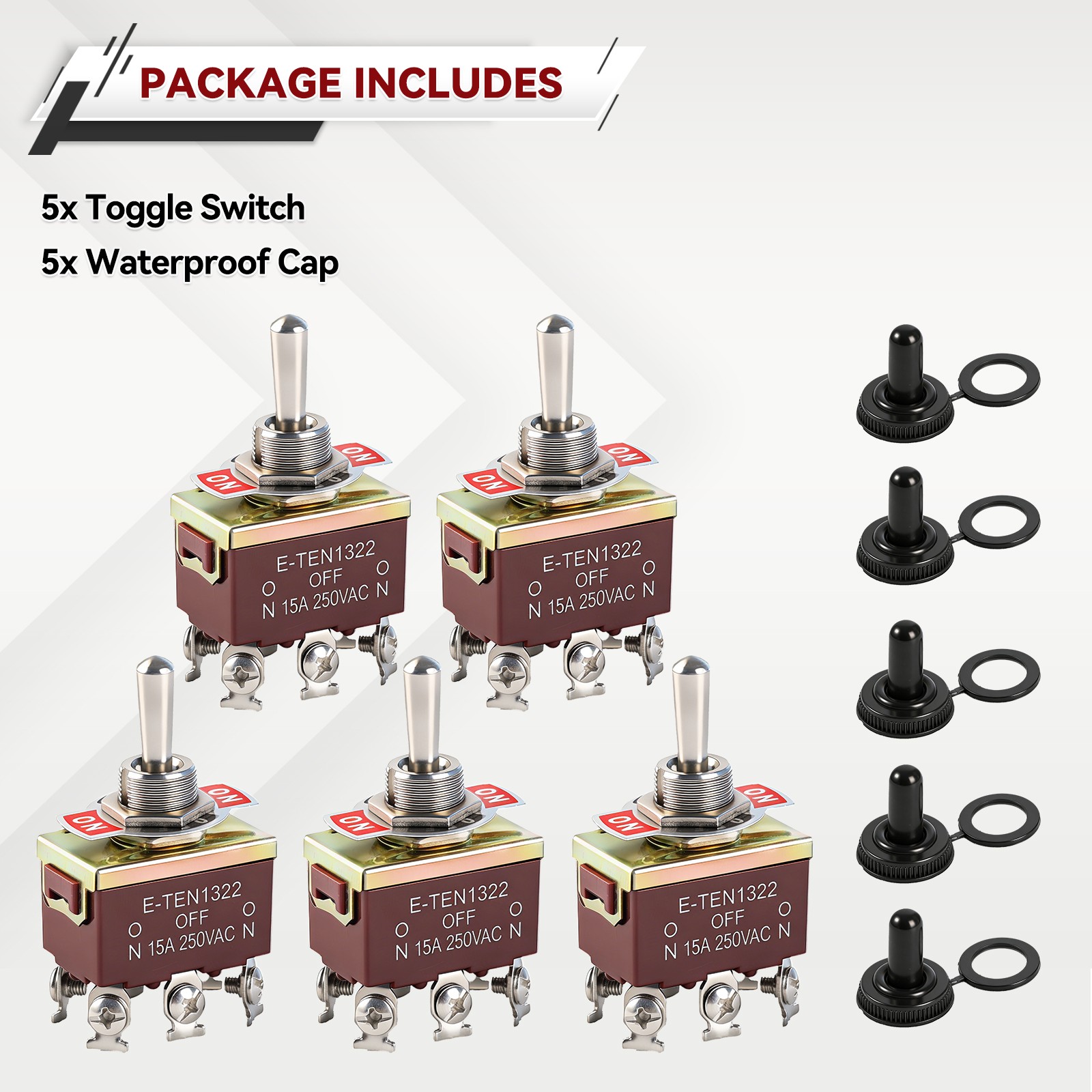 5x Heavy Duty Switch Toggle 15A ON/OFF/ON 250V 20A 125V Metal Bakelite 6Pin DPDT