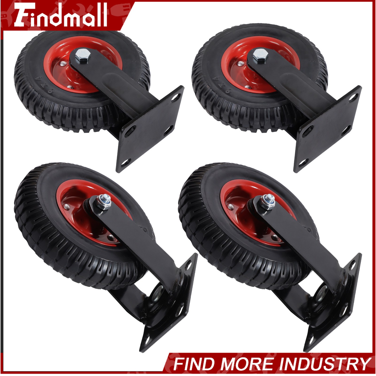 Findmall 8 Inch 4 Pack Heavy Duty Swivel Caster Wheels 2 Swivel And 2 Fixed