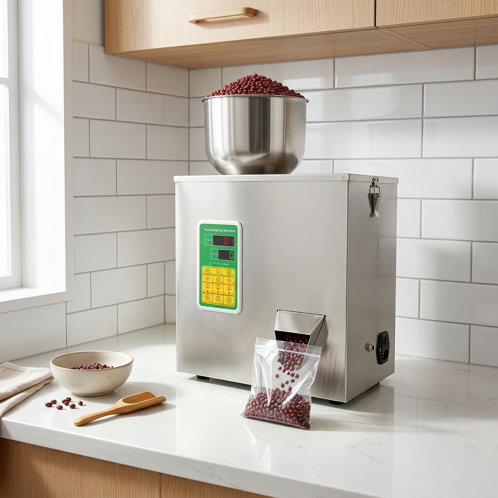 100W Stainless Steel Automatic Particle Filling Machine, 0.002-0.44lbs Weighing