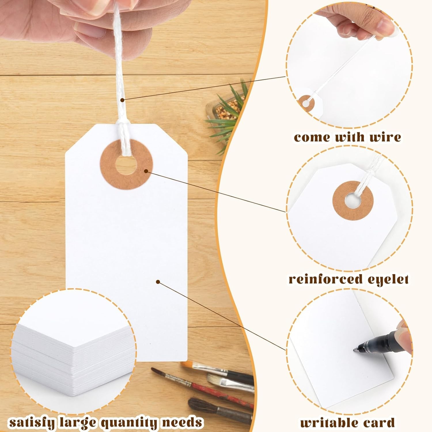 150PCS Blank Shipping Tag, 2 3/4 x 1 3/8 inches Manila Label Tags with String