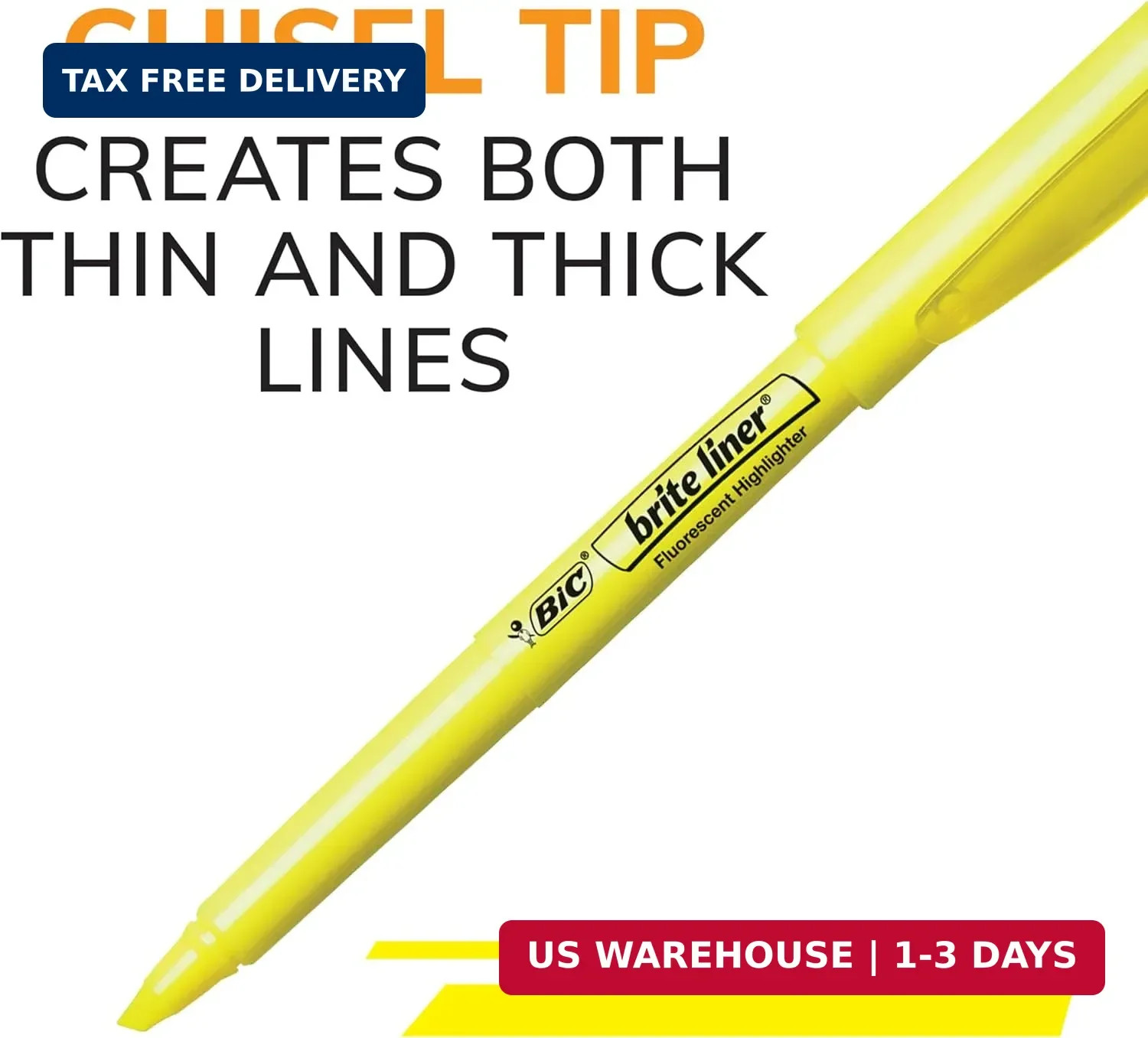 BIC Brite Liner Highlighters, Chisel Tip, School Supplies for Students and Teach