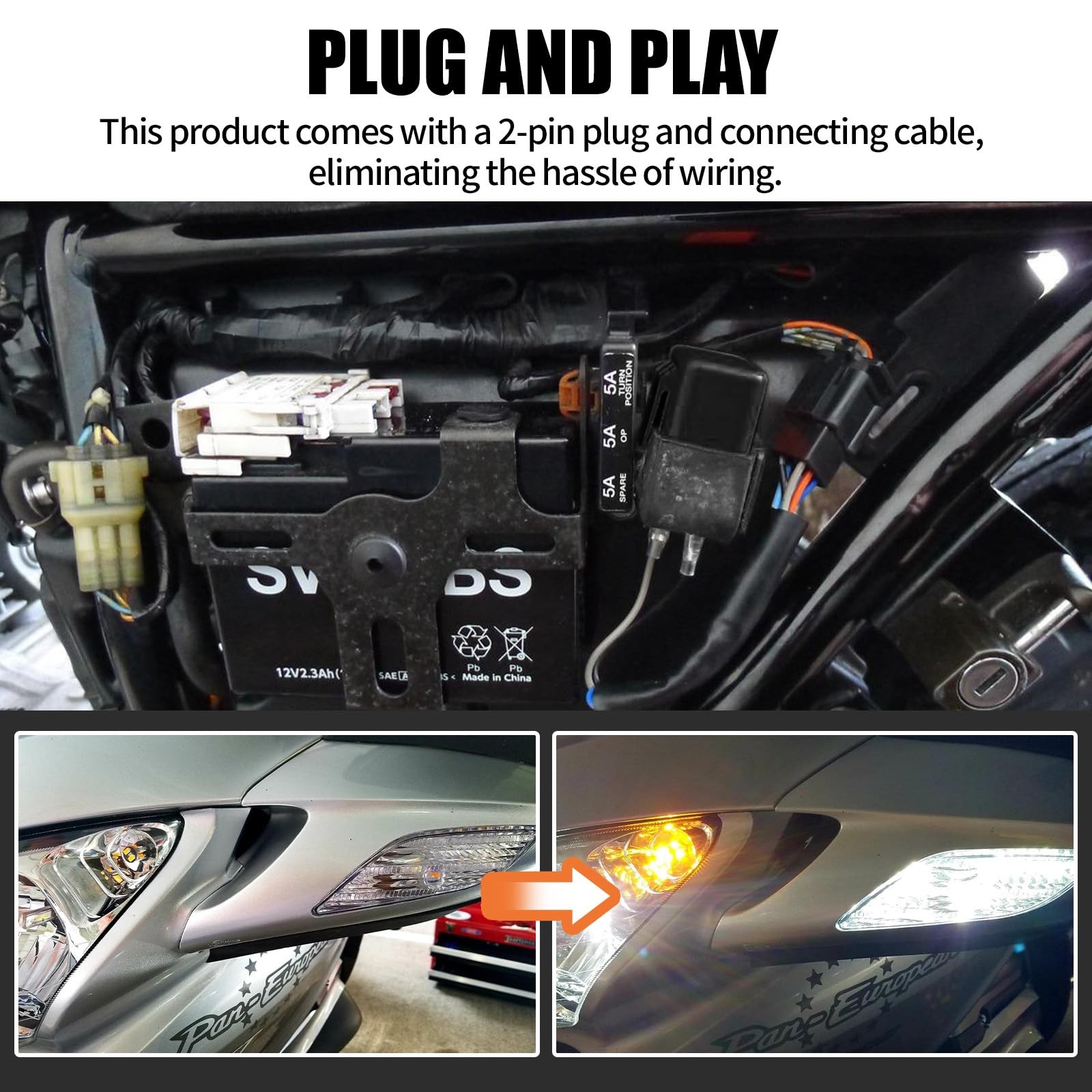 2-Pin Electronic LED Flasher Relay with Wires, Adjustable 2 Prong Blinker