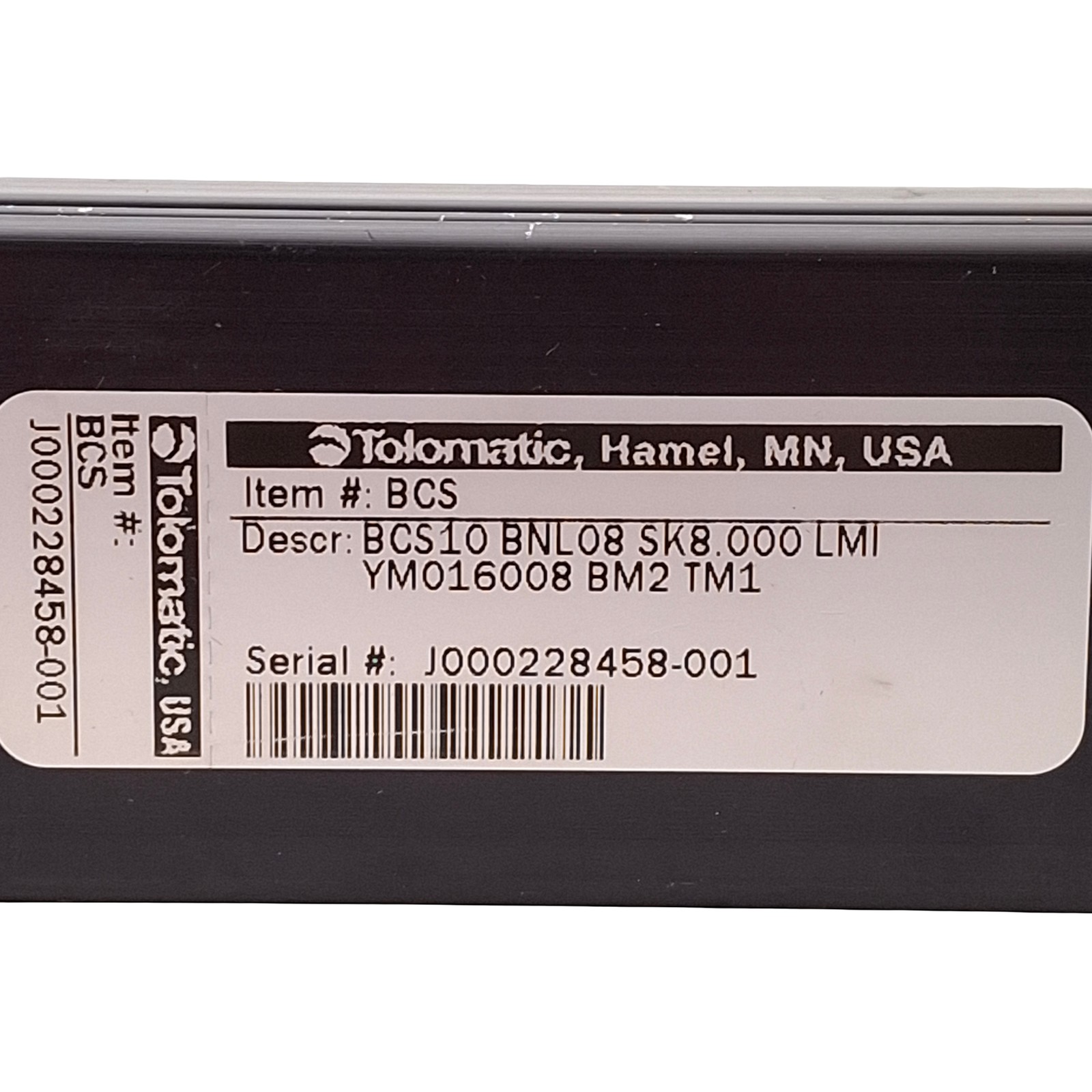 Tolomatic BCS10 BNL08 SK8.000 LMI Linear Actuator, 1/8in Lead, 8in Stroke