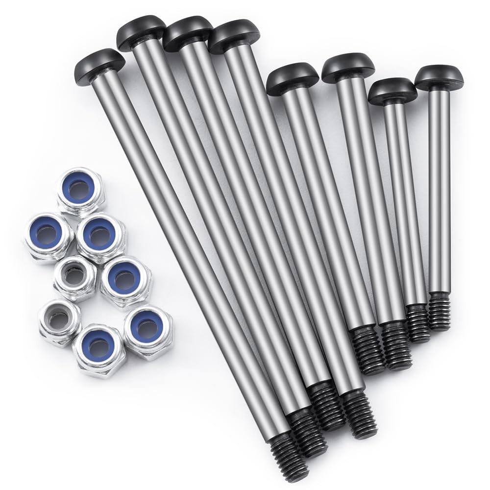 Polished Steel LockNut Threaded Hinge Pins Set For 1/10 Traxxas Slash 2WD