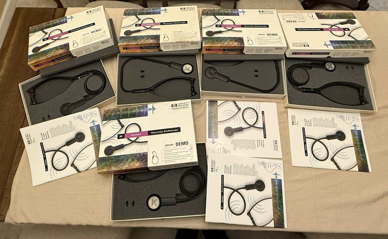 Lot Of 5 HP Hewlett Packard Digital Black Stethoscope M4504A Vintage *UNTESTED**
