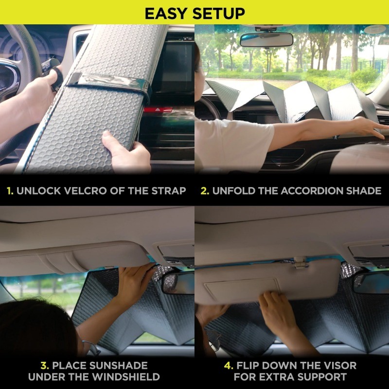 Auto Drive Holographic Black Accordion Sunshade Universal Size 1 Pack