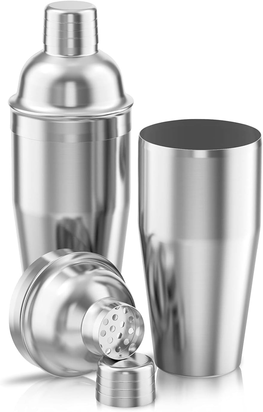 LUCKYGOOBO Cocktail Shaker 24 oz Martini Shaker Built-in Strainer