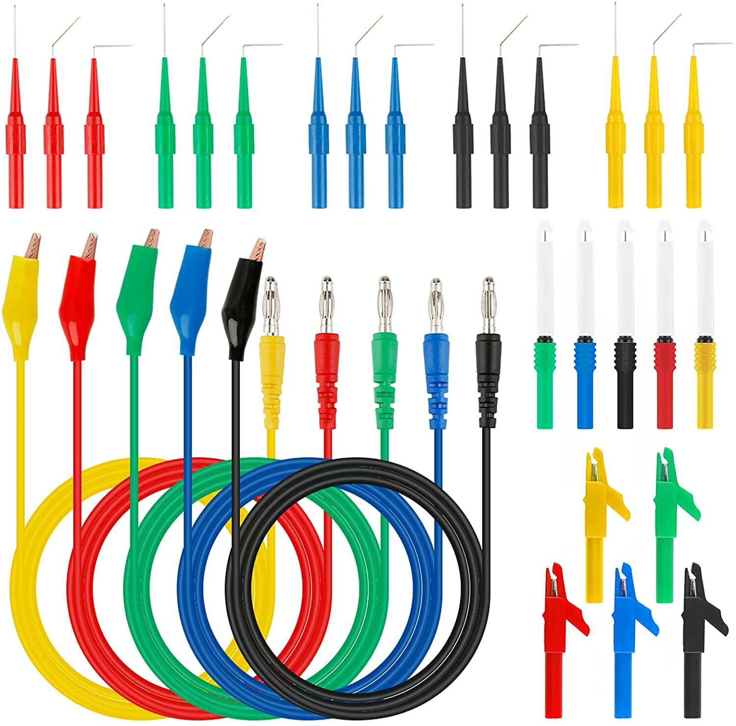 30PCS Multimeter Test Leads Set Back Probe Kit Alligator Clip Leads for Testing